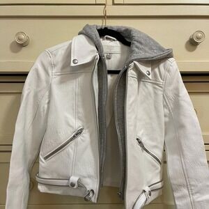 Blank NYC Women's White Fresh Start Vegan Leather Moto Jacket size XS NWT